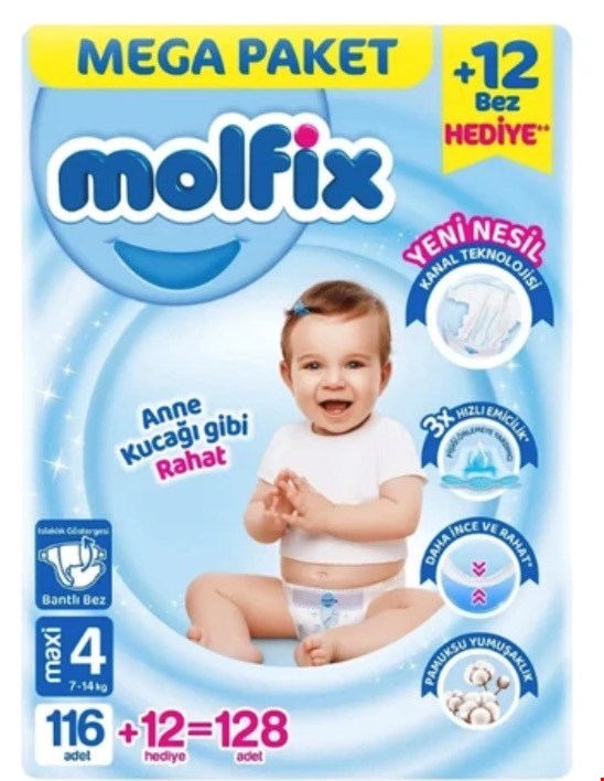 مولفیکس چسبی ترکیه سایز 4بسته 128عددی molfix