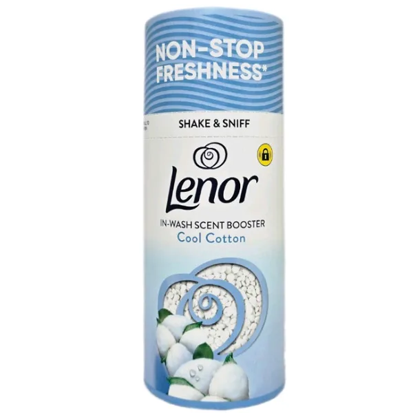 لنور خوشبو کننده لباس و ماشین لباسشویی lenor مدل پنبه خنک cool cotten حجم ۱۵۵گرم 