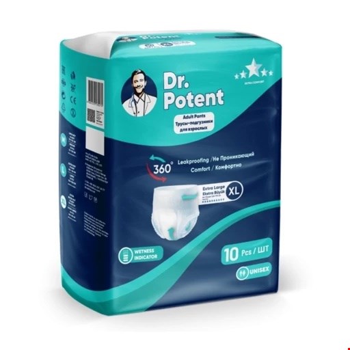 پوشک بزرگسال شورتی دکتر پوتنت سایز خیلی بزرگ XL (سایز دور کمر110 تا 140سانتی‌متر) بسته 10 عددی